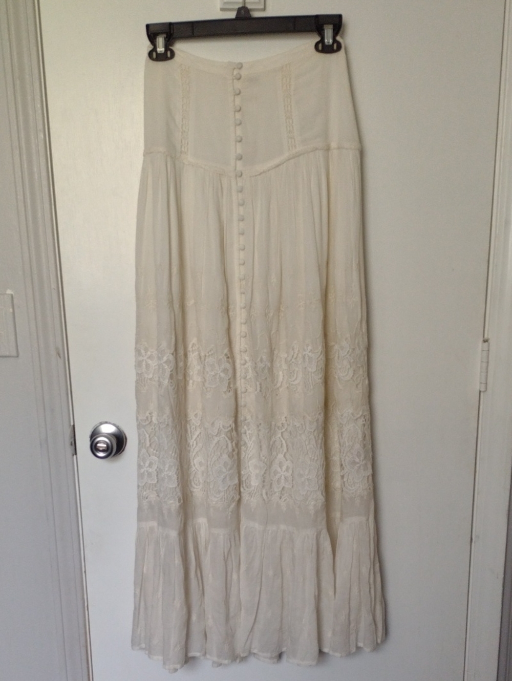 RARE New Vintage Free People White Bright Star Maxi Skirt Size Small Bohemian